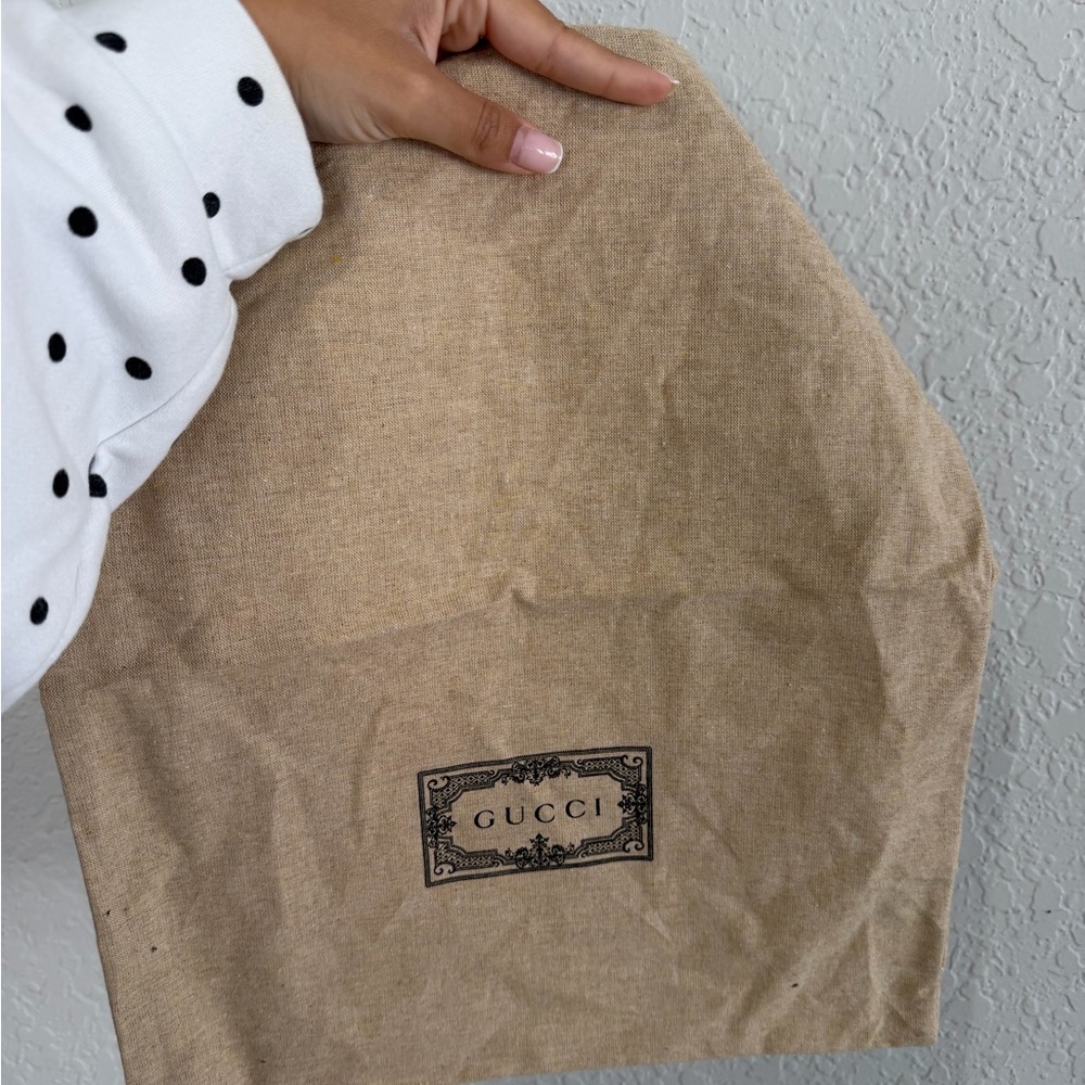 Gucci Beige Canvas Dust Bag with Black Logo